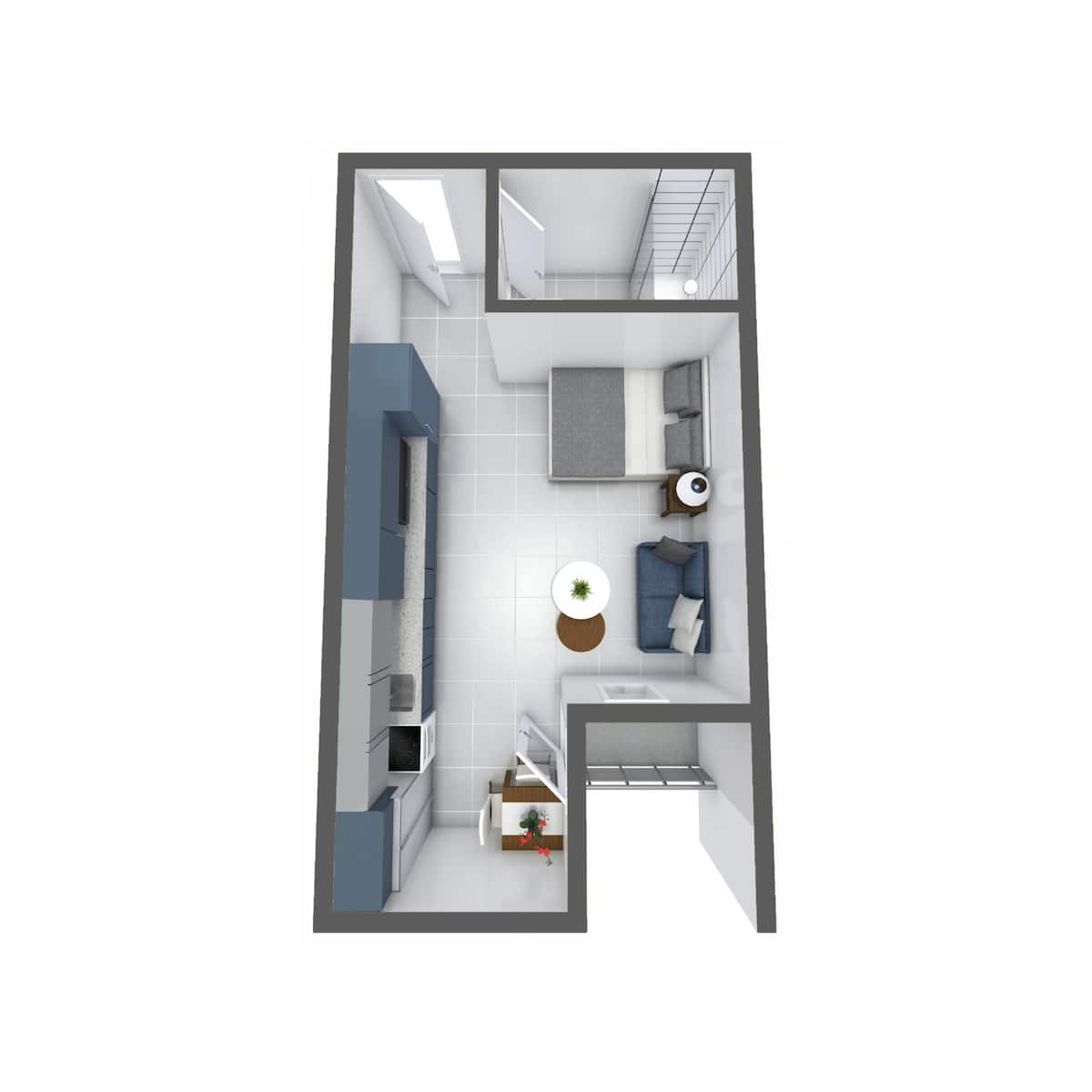 Floorplan diagram for Studio B, showing Studio