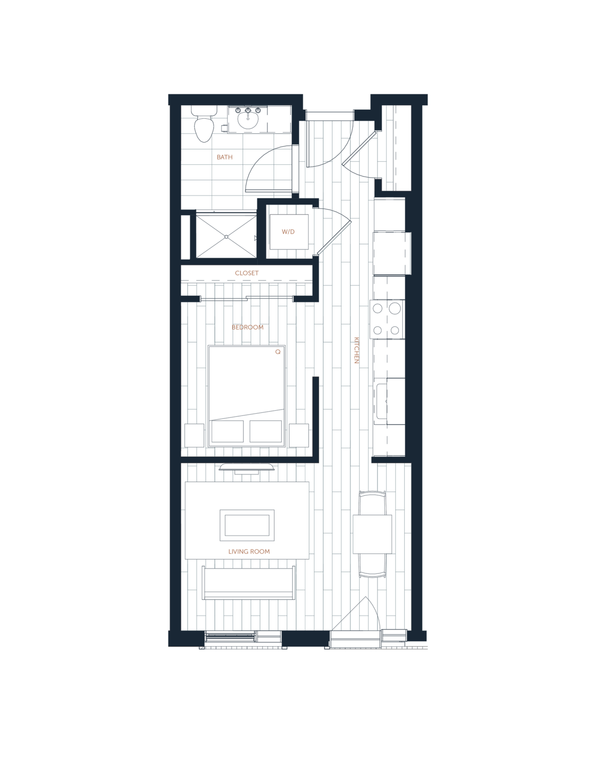 Floorplan diagram for A1 - 1 Bed 1 Bath, showing 1 bedroom