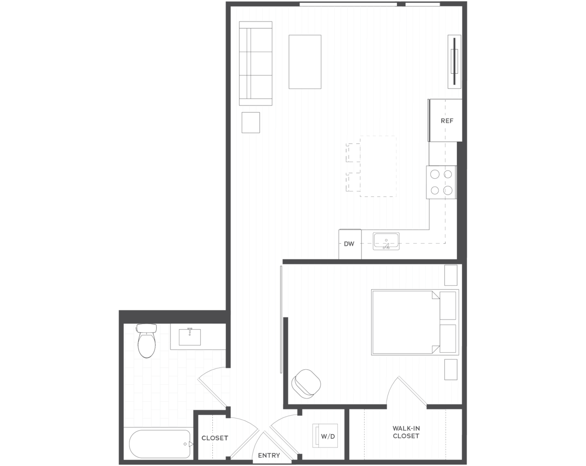 Floorplan diagram for A1.1C, showing 1 bedroom