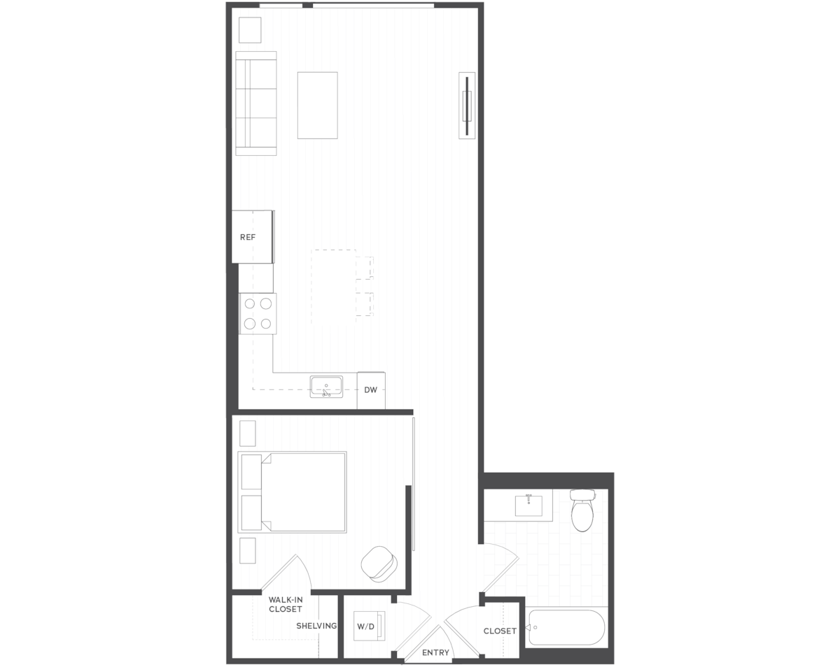 Floorplan diagram for A2.3, showing 1 bedroom