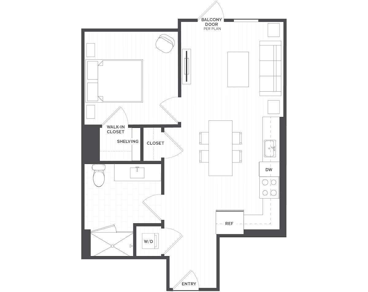 Planimetria per A4.1, che mostra 1 camera da letto