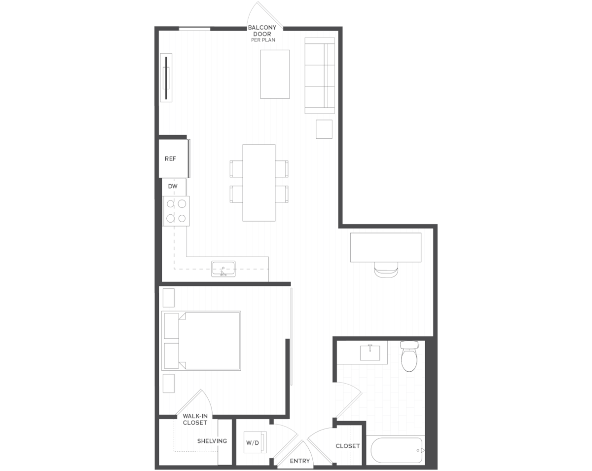 Floorplan diagram for A5.1, showing 1 bedroom
