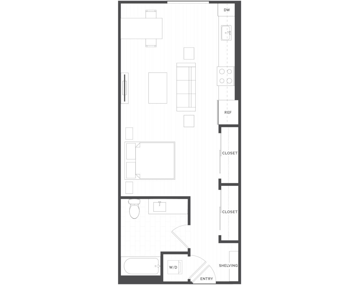 Floorplan diagram for S1.1, showing Studio