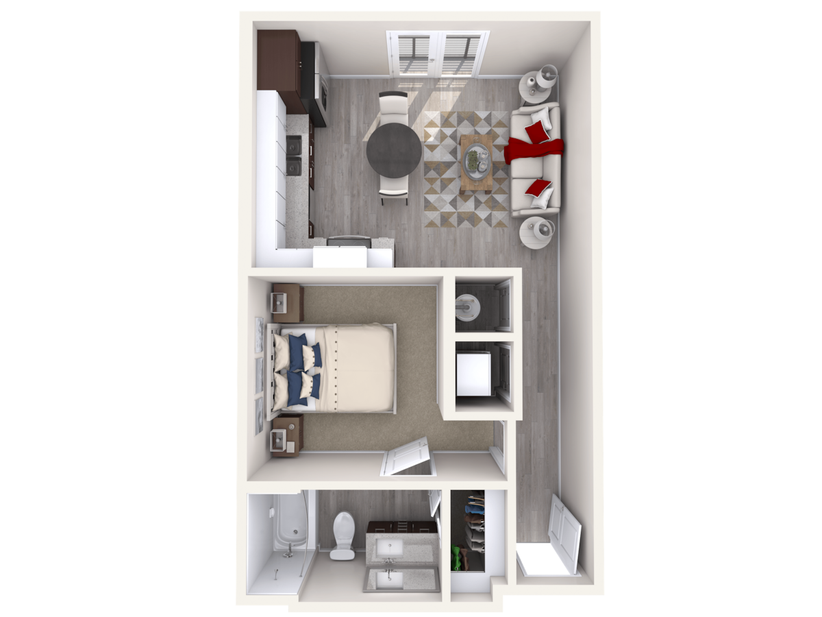 Floorplan diagram for Junior One Bedroom, showing Studio
