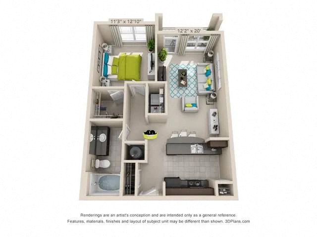 Floorplan diagram for A1, showing 1 bedroom