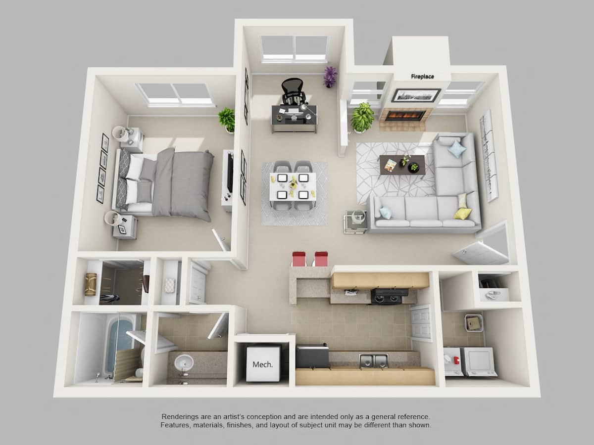 Floorplan diagram for A1, showing 1 bedroom