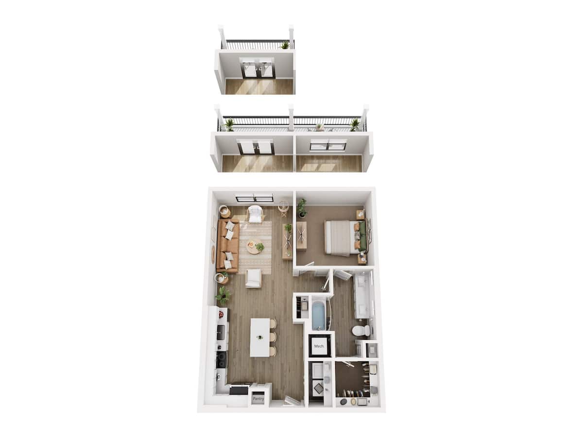 Floorplan diagram for Sage, showing 1 bedroom