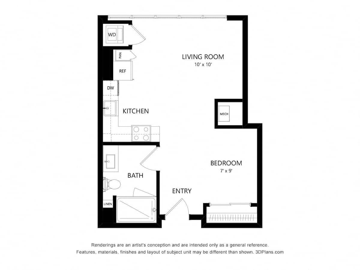 Floorplan diagram for TOWER S1, showing Studio