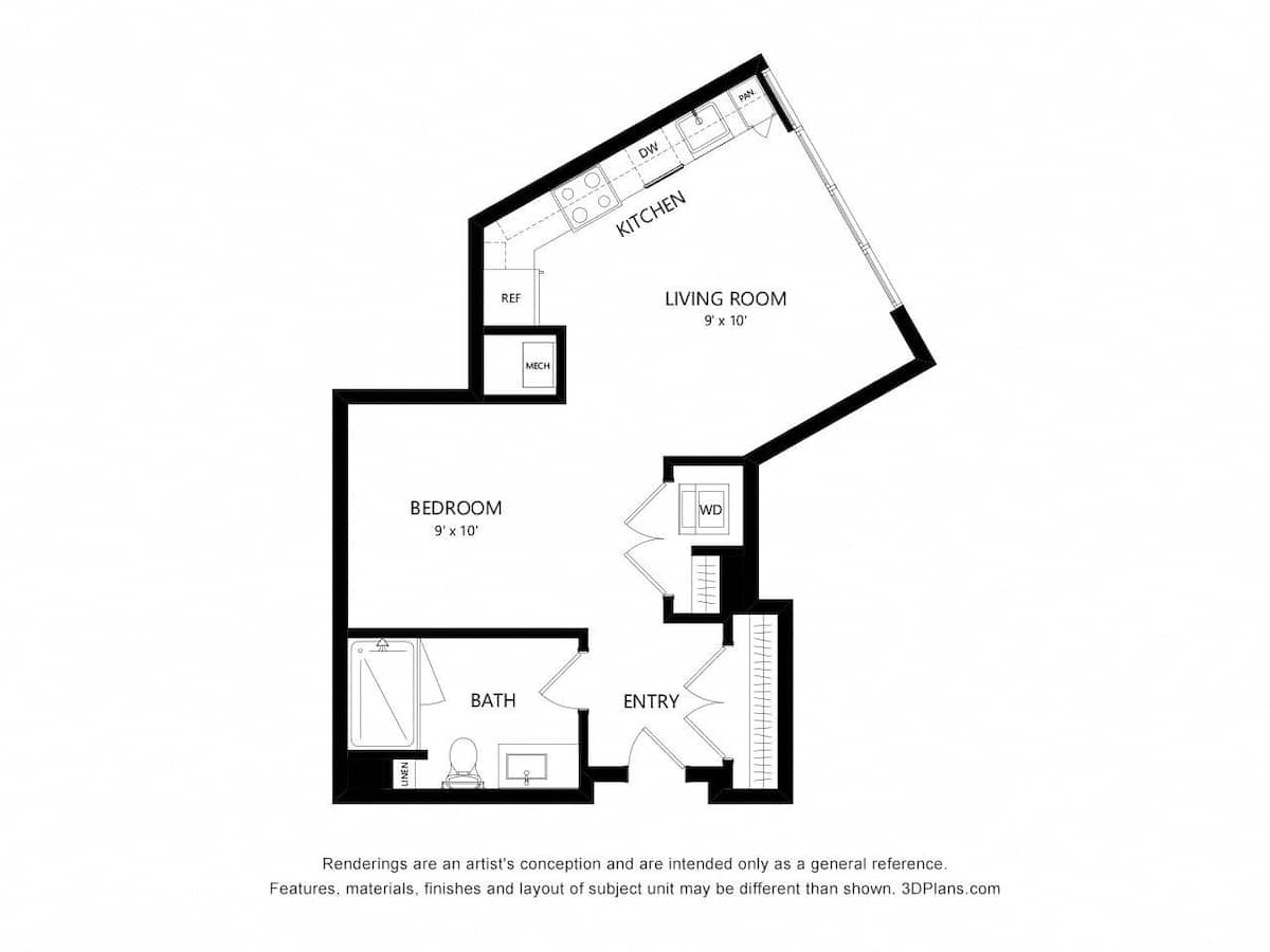 Floorplan diagram for TOWER S2, showing Studio