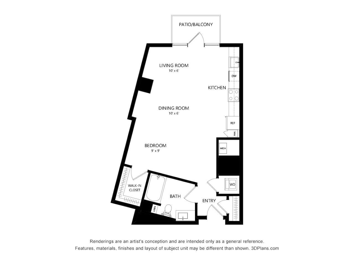 Grundrissdiagramm für TOWER S6 zeigt Studio