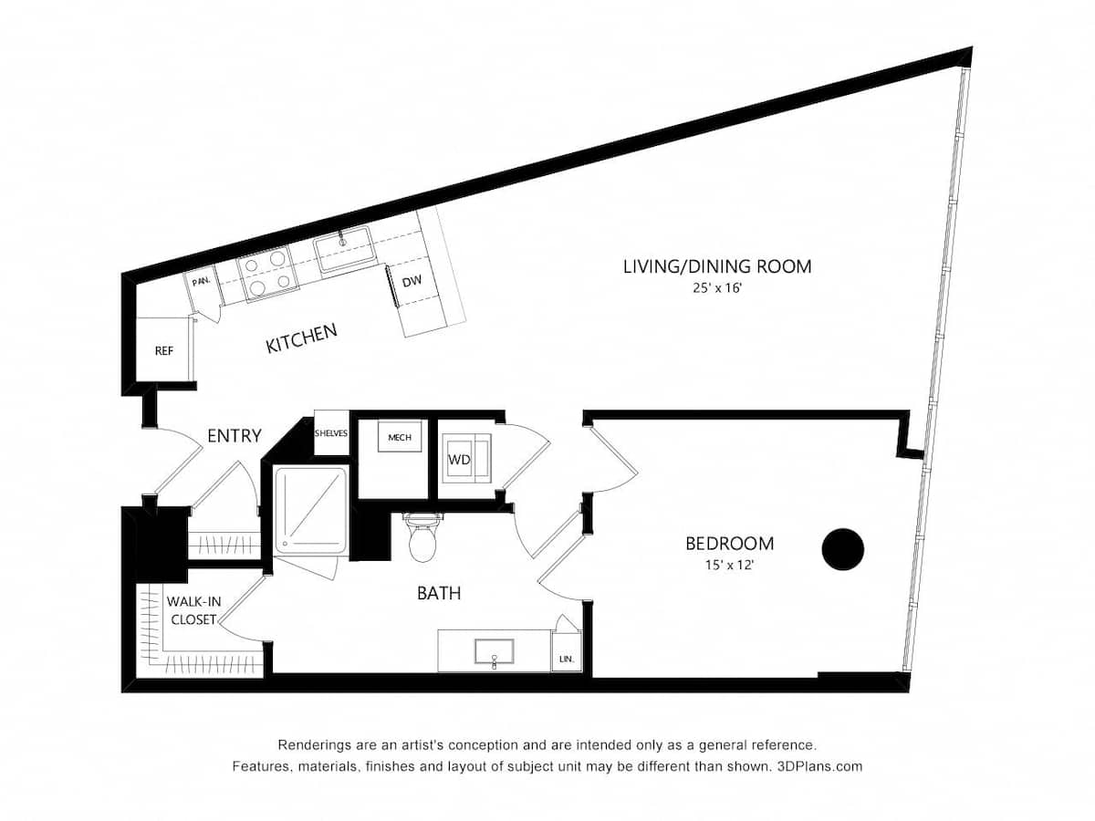 Floorplan diagram for TOWER A8, showing 1 bedroom