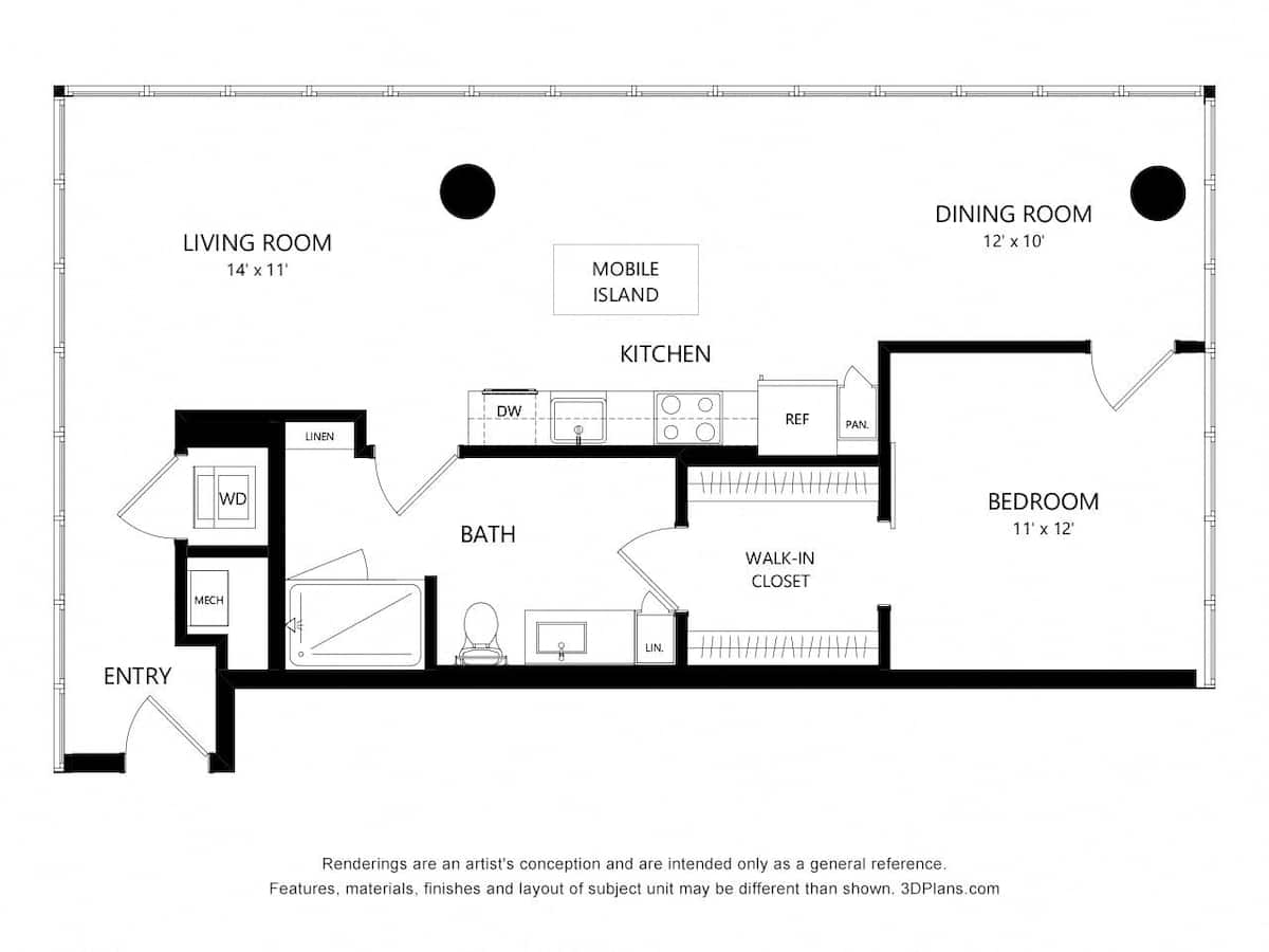 Floorplan diagram for TOWER A9, showing 1 bedroom