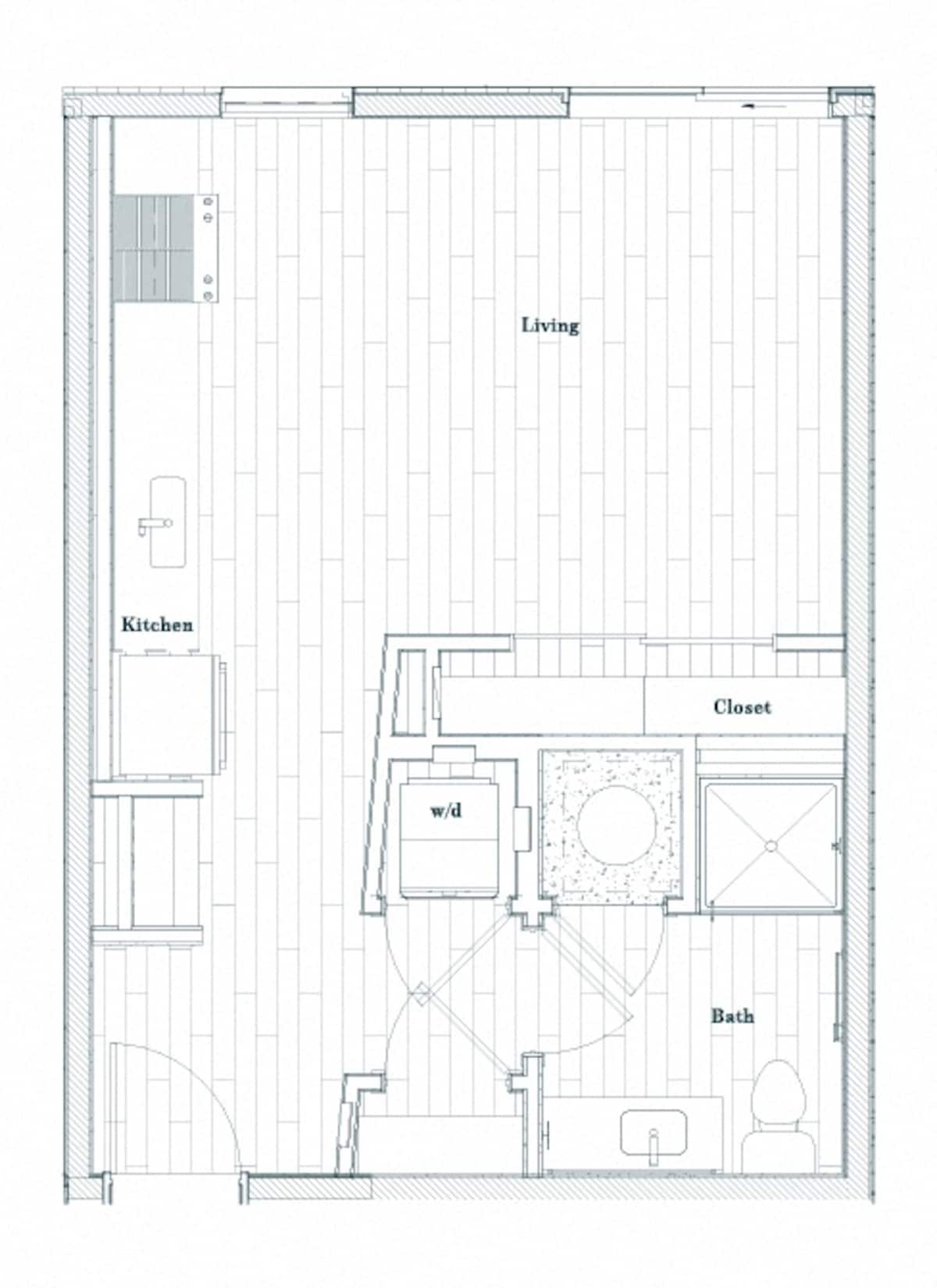 Floorplan diagram for W0A, showing Studio