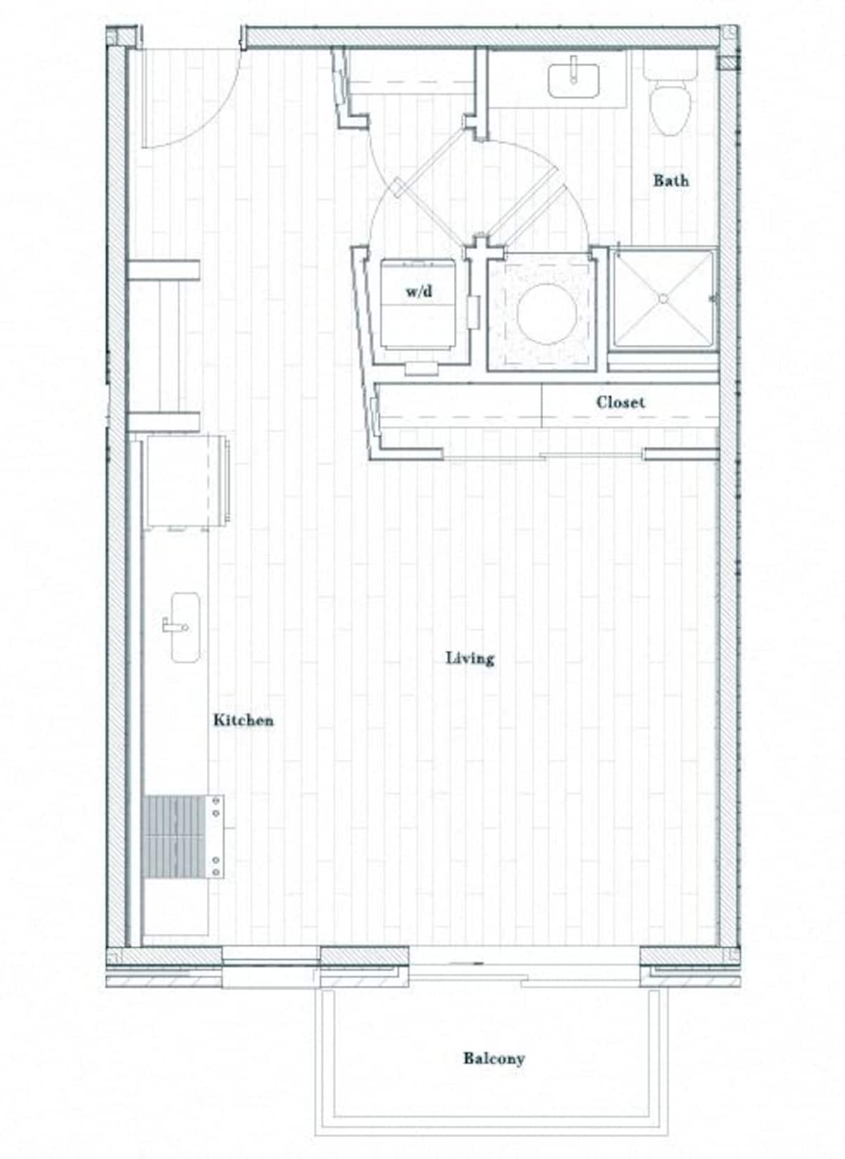 Floorplan diagram for W0B.2, showing Studio