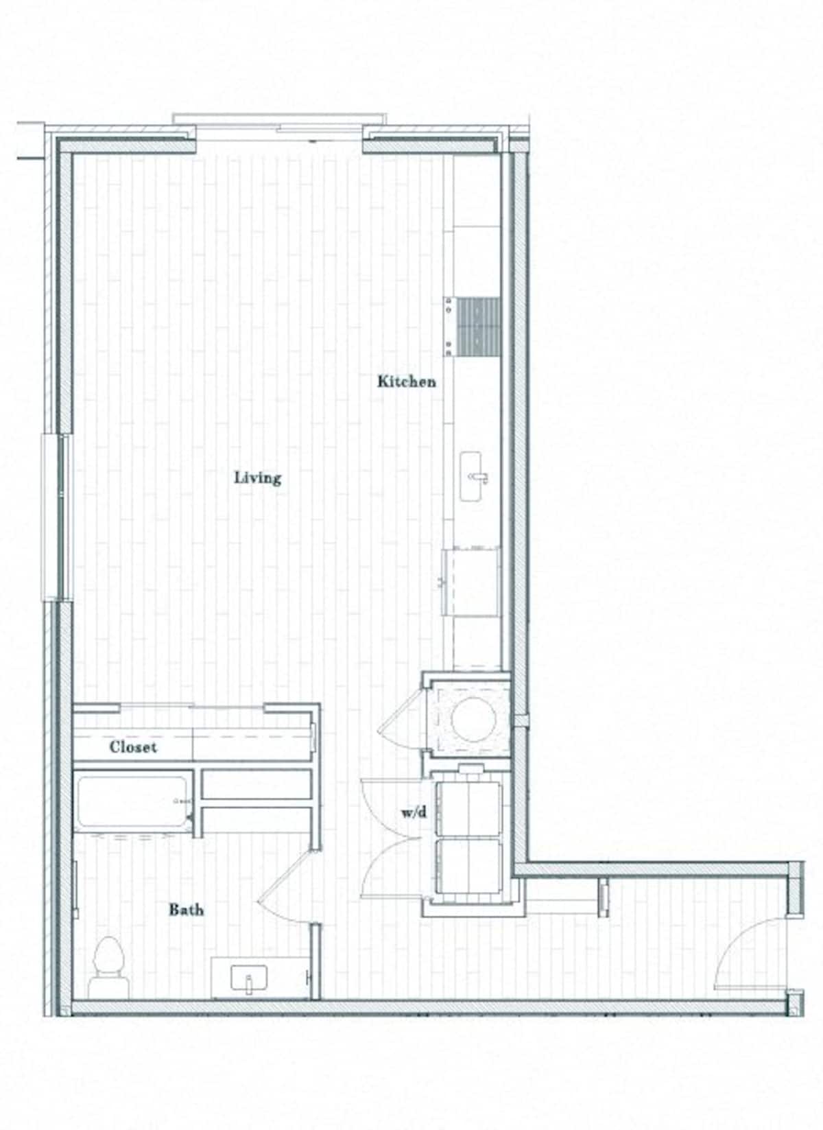 Floorplan diagram for W0C, showing Studio