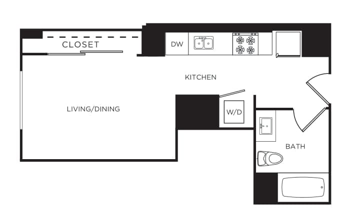 Floorplan diagram for The Willow, showing Studio