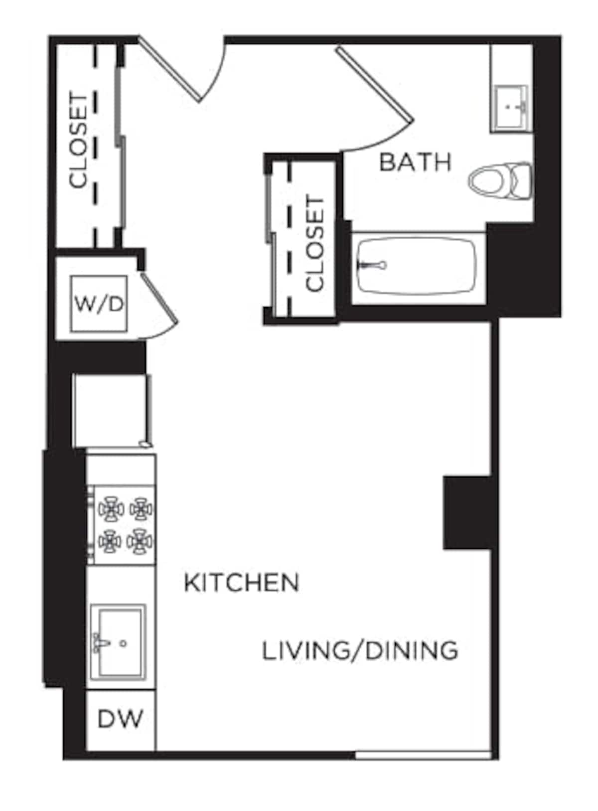 Floorplan diagram for The Eddy, showing Studio