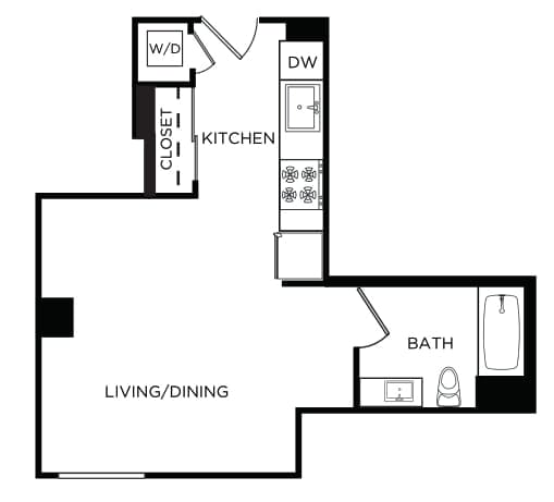 Floorplan diagram for The Olive, showing Studio