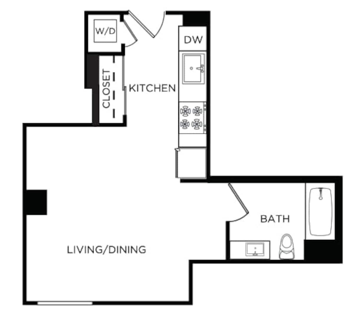 Floorplan diagram for The Olive, showing Studio
