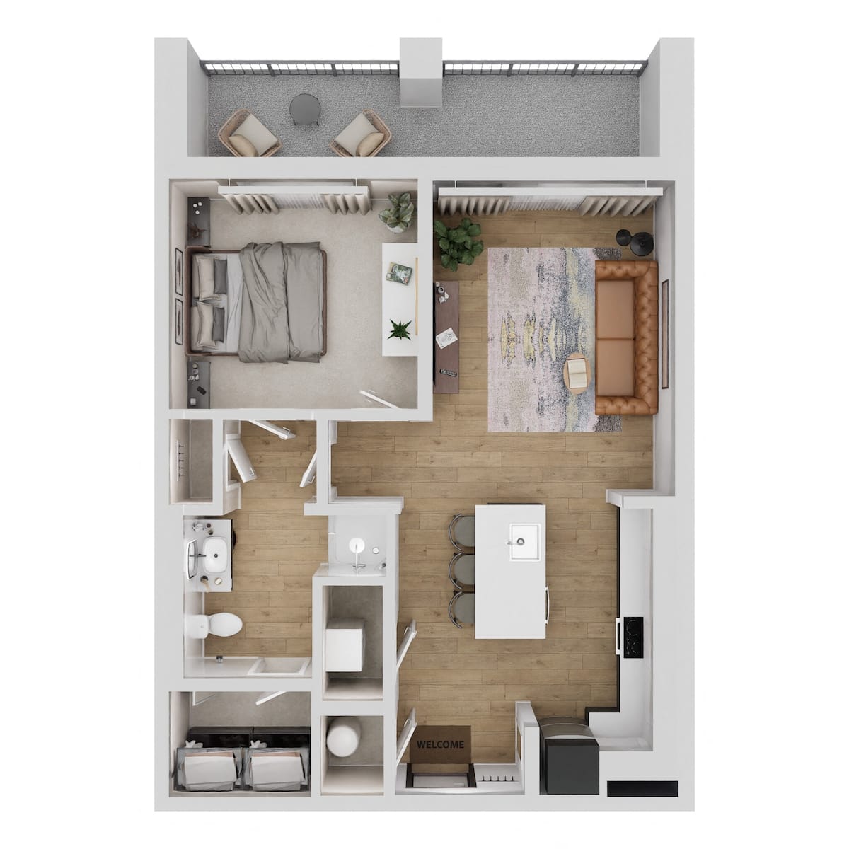 Floorplan diagram for A1, showing 1 bedroom