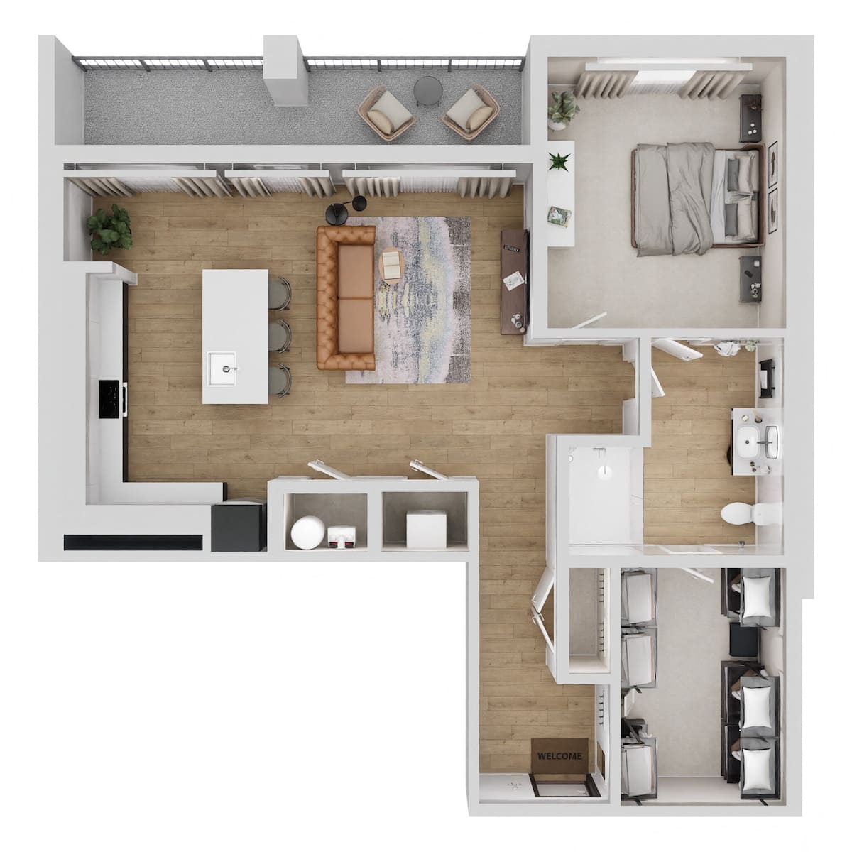 Floorplan diagram for A6, showing 1 bedroom