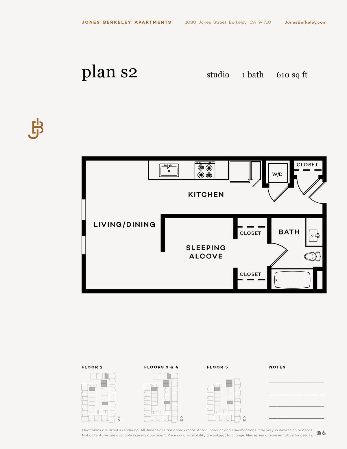 Floorplan diagram for S2, showing Studio