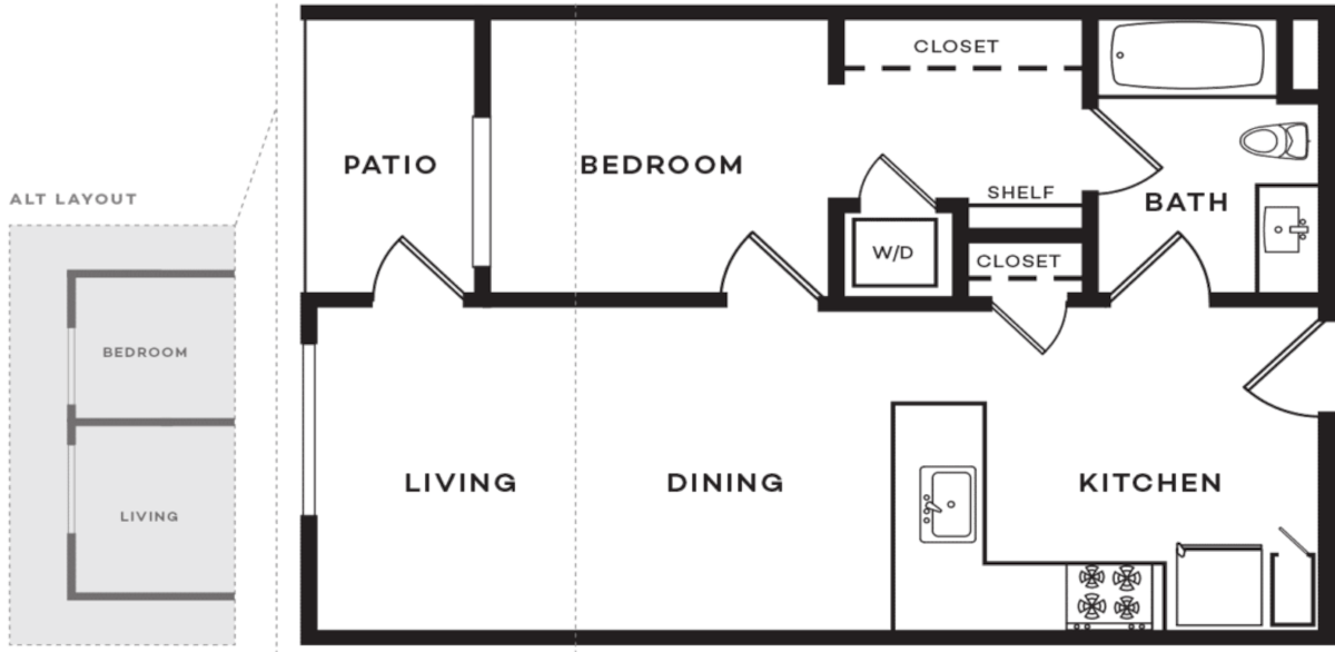 Floorplan diagram for A1.1, showing 1 bedroom