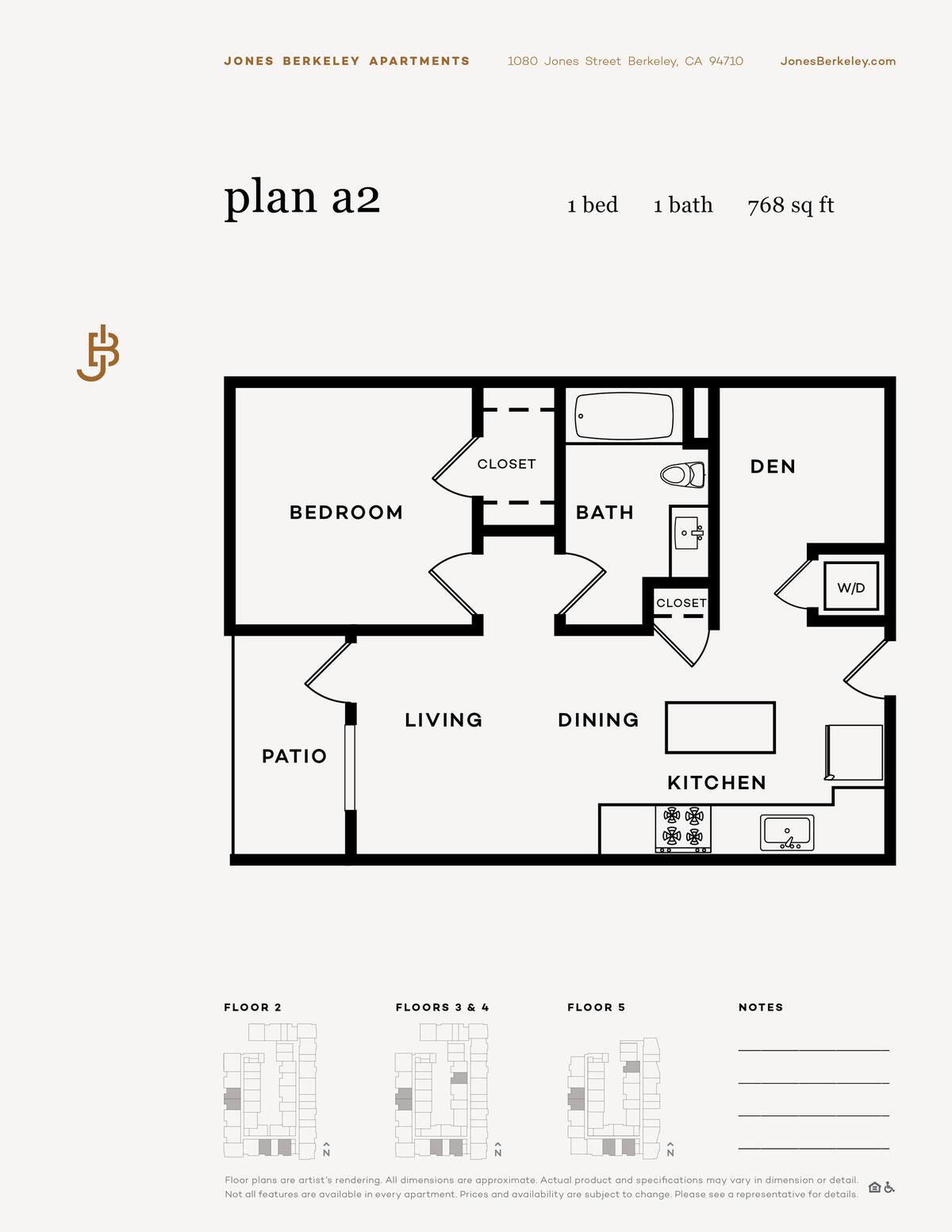 Floorplan diagram for A2, showing 1 bedroom