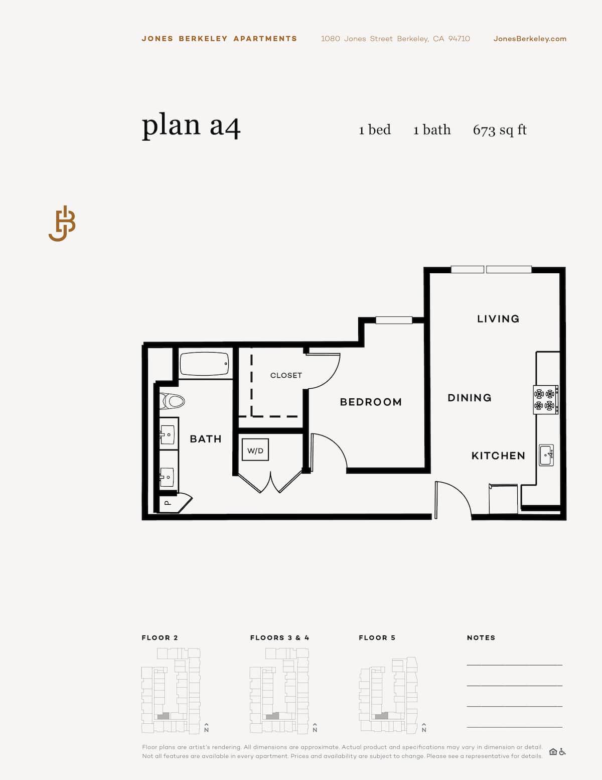 Floorplan diagram for A4, showing 1 bedroom