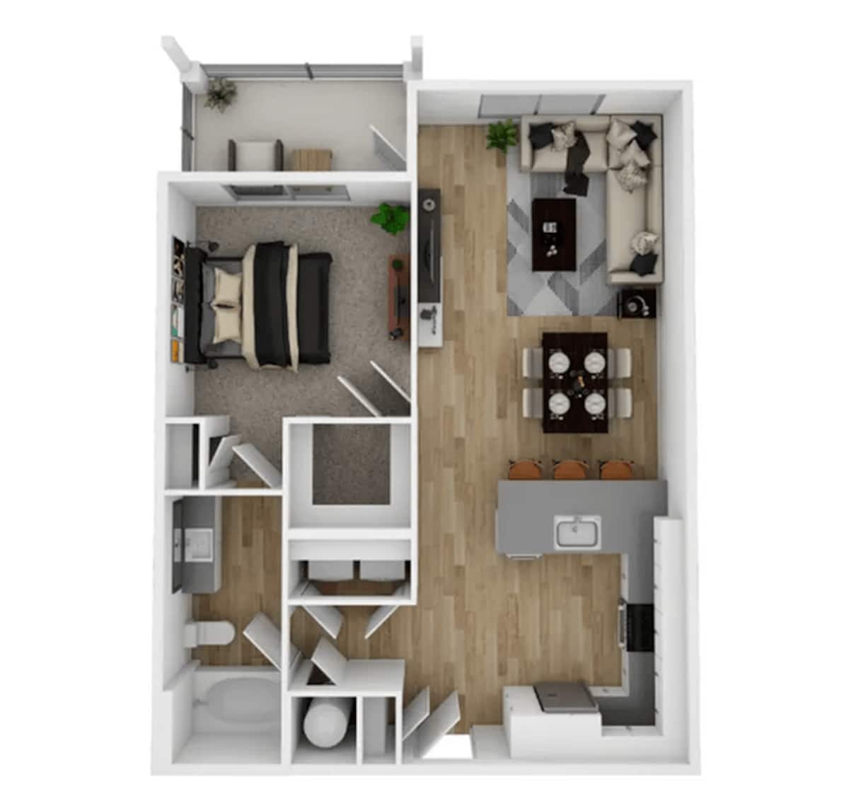 Floorplan diagram for A1, showing 1 bedroom