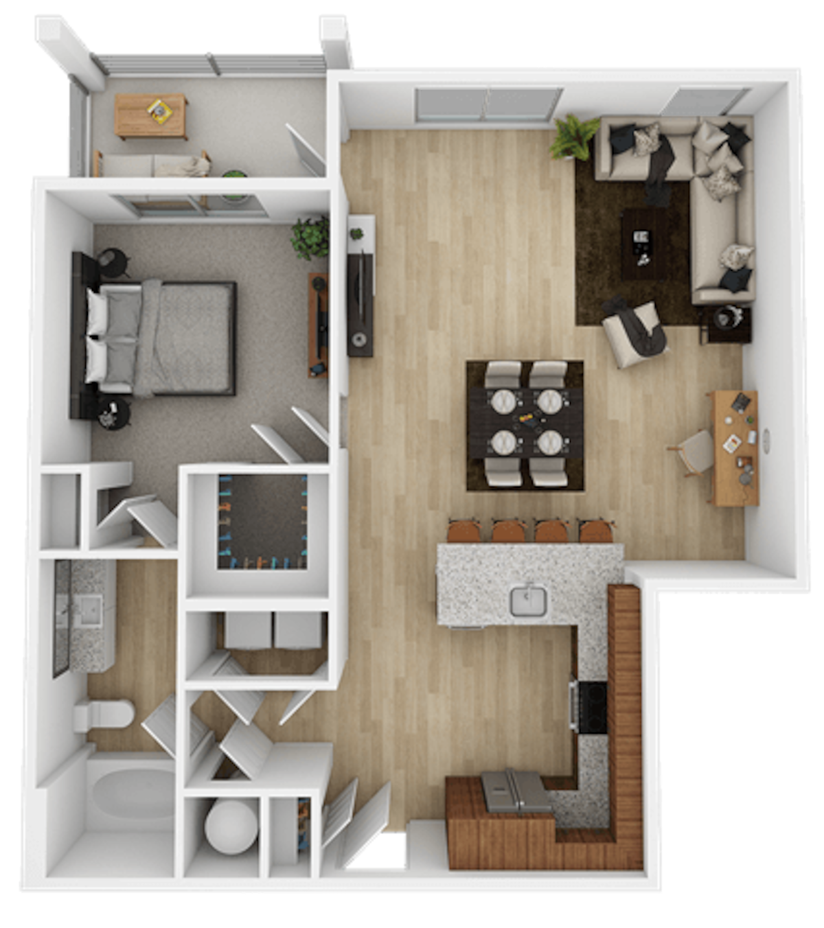 Floorplan diagram for A1A, showing 1 bedroom