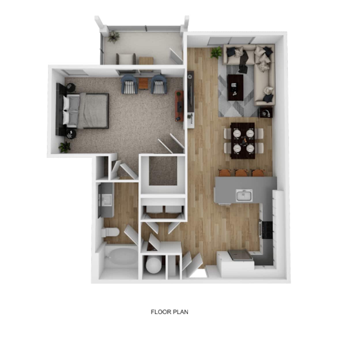 Floorplan diagram for A1-A, showing 1 bedroom