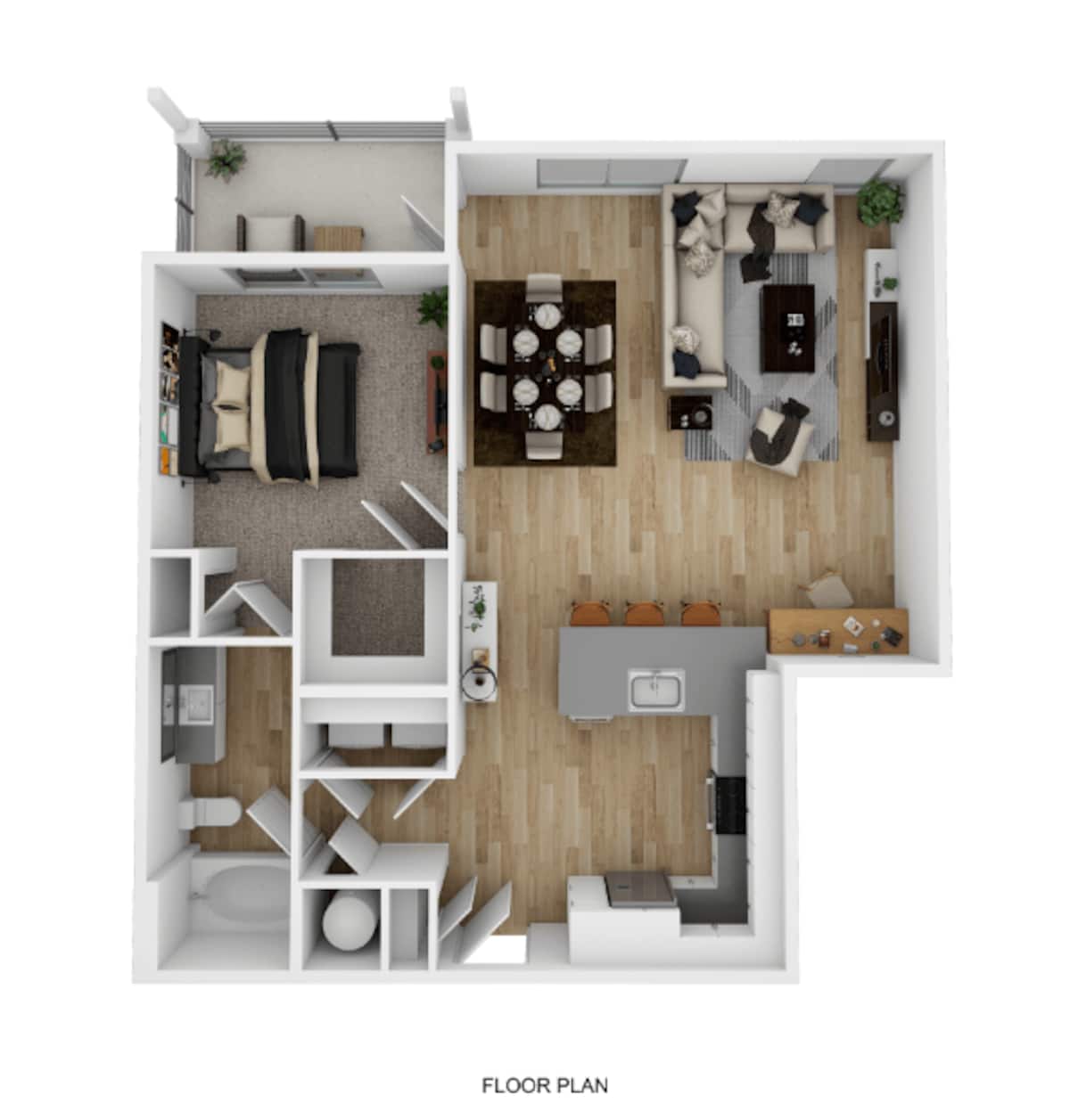 Floorplan diagram for A1-B, showing 1 bedroom