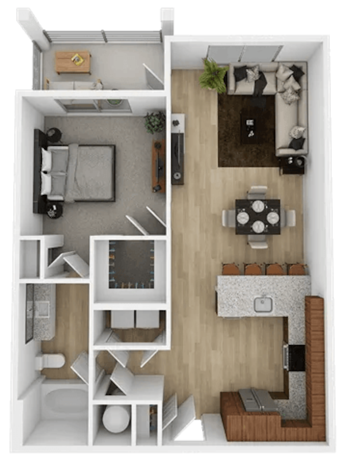 Floorplan diagram for A, showing 1 bedroom