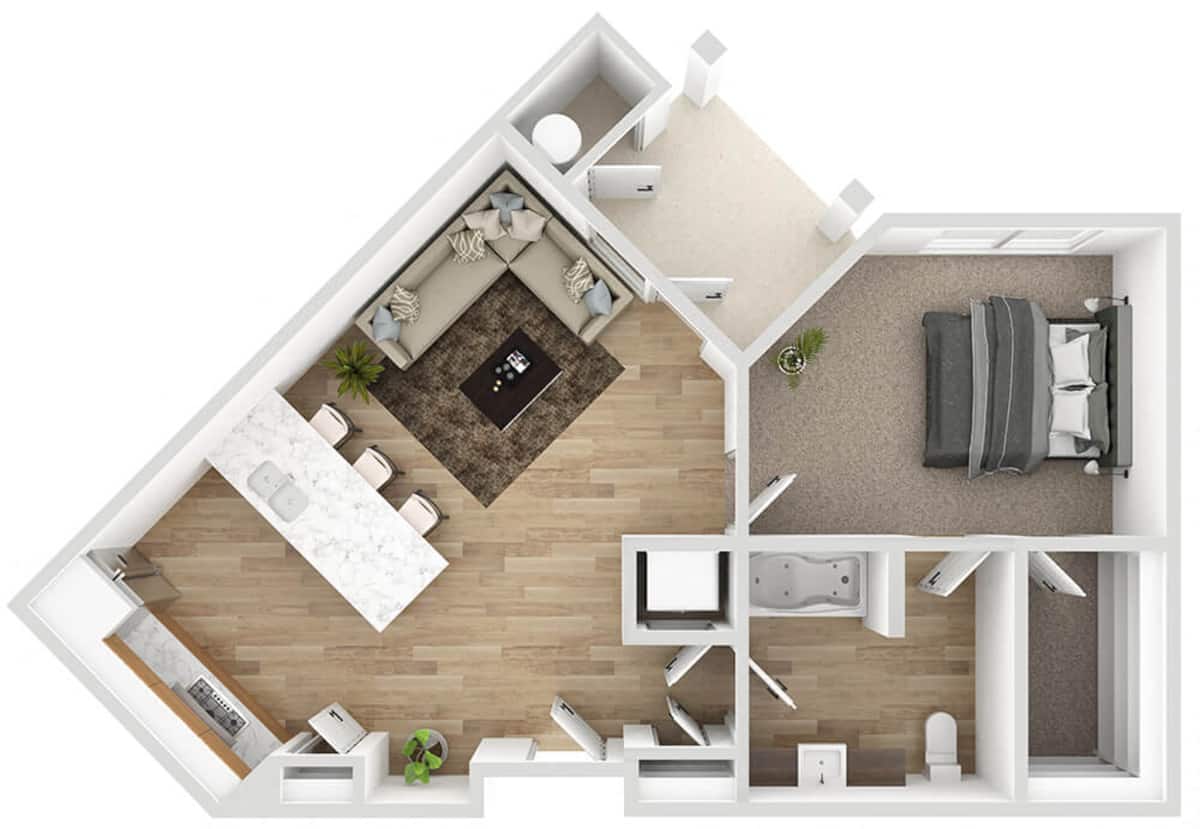 Floorplan diagram for A2, showing 1 bedroom