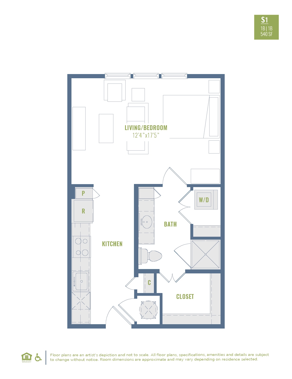Floorplan diagram for S1a, showing Studio
