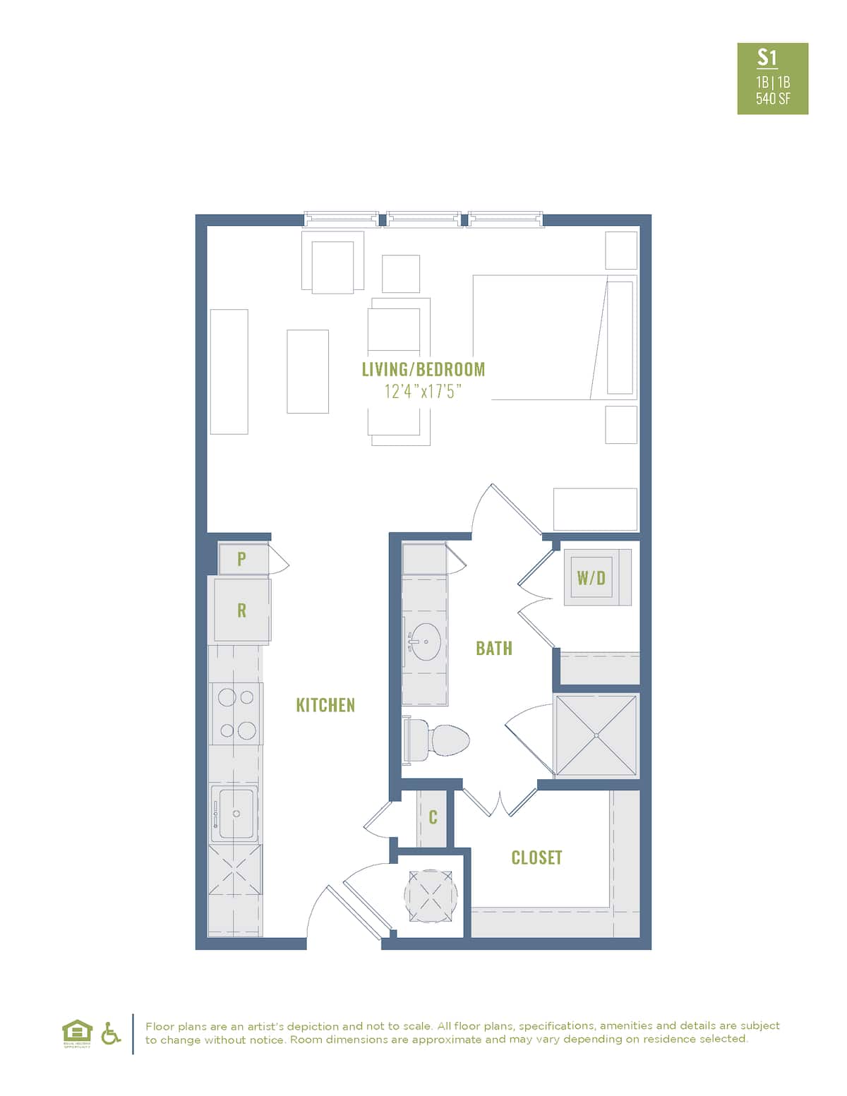 Floorplan diagram for S1a, showing Studio