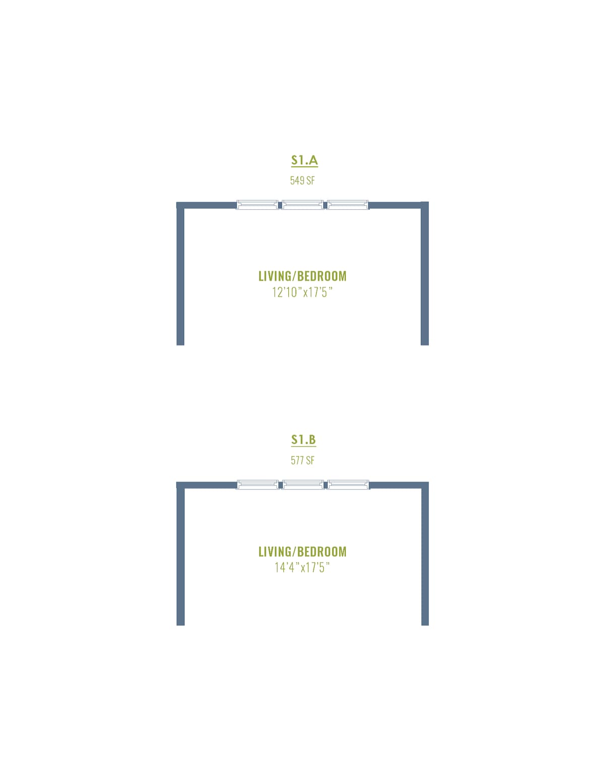 Floorplan diagram for S1b, showing Studio