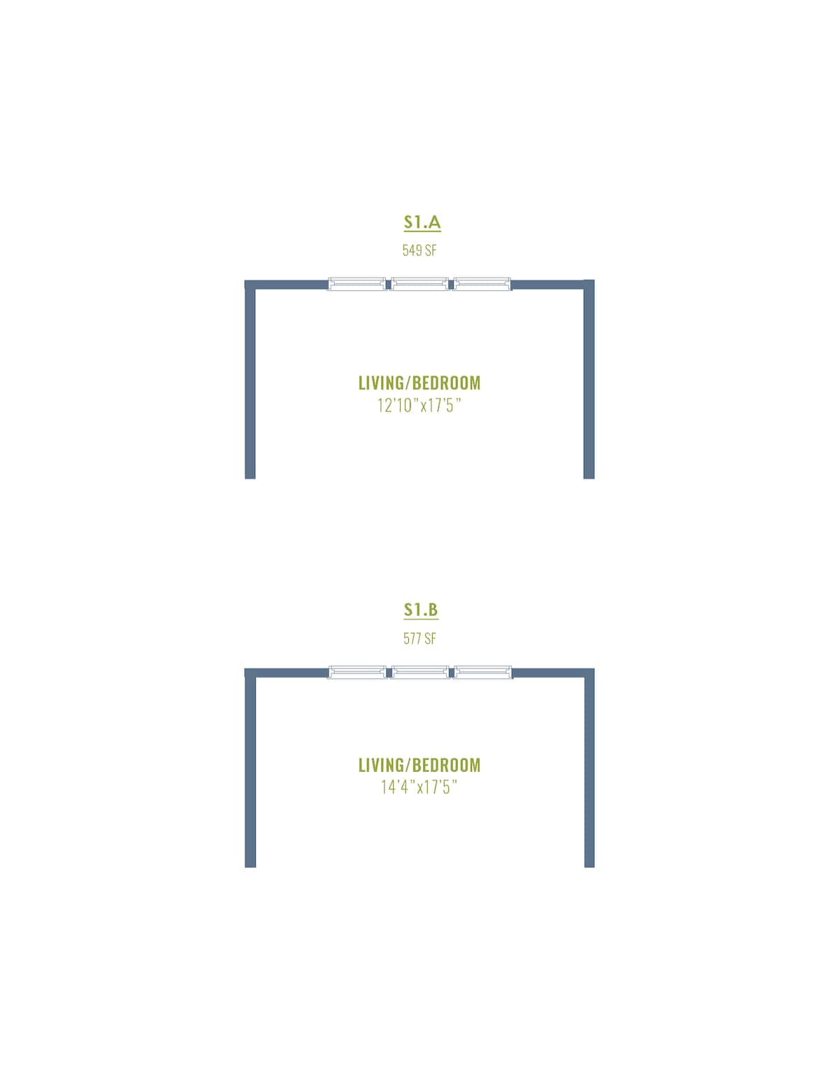 Floorplan diagram for S1b, showing Studio