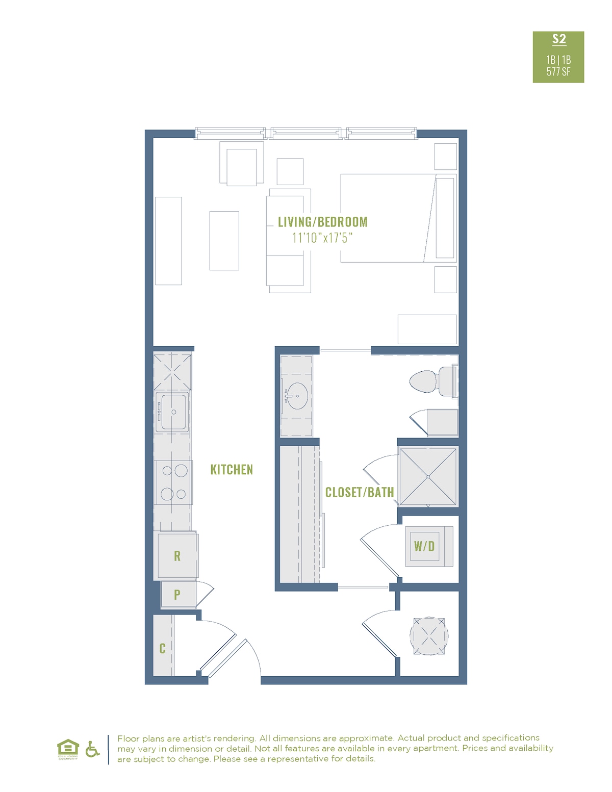 Floorplan diagram for S2, showing Studio