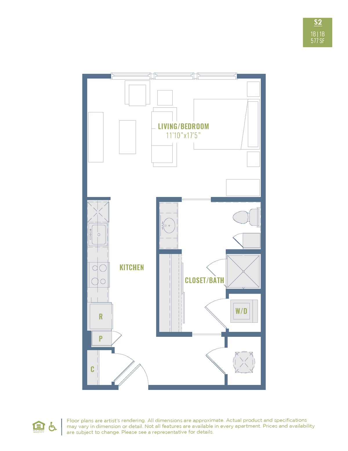 Floorplan diagram for S2, showing Studio