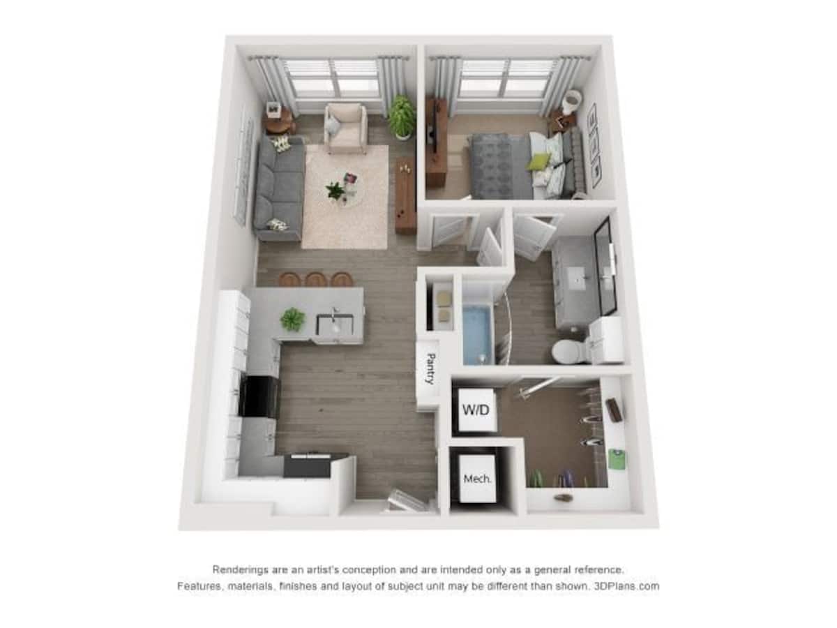 Floorplan diagram for Olive, showing 1 bedroom
