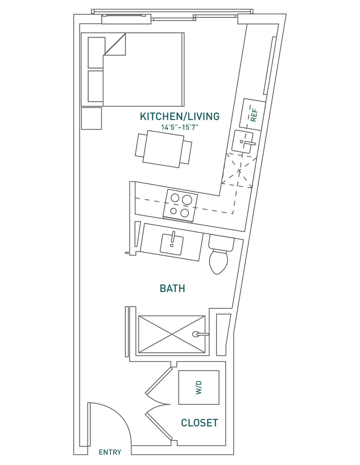 Floorplan diagram for S1-1, showing Studio