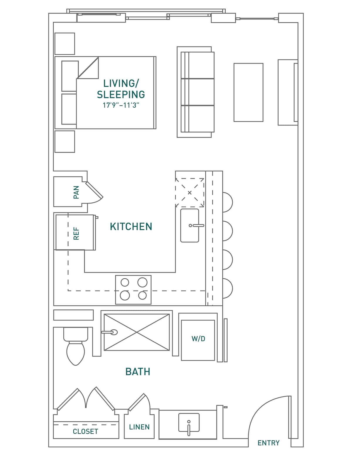 Floorplan diagram for S3-1, showing Studio