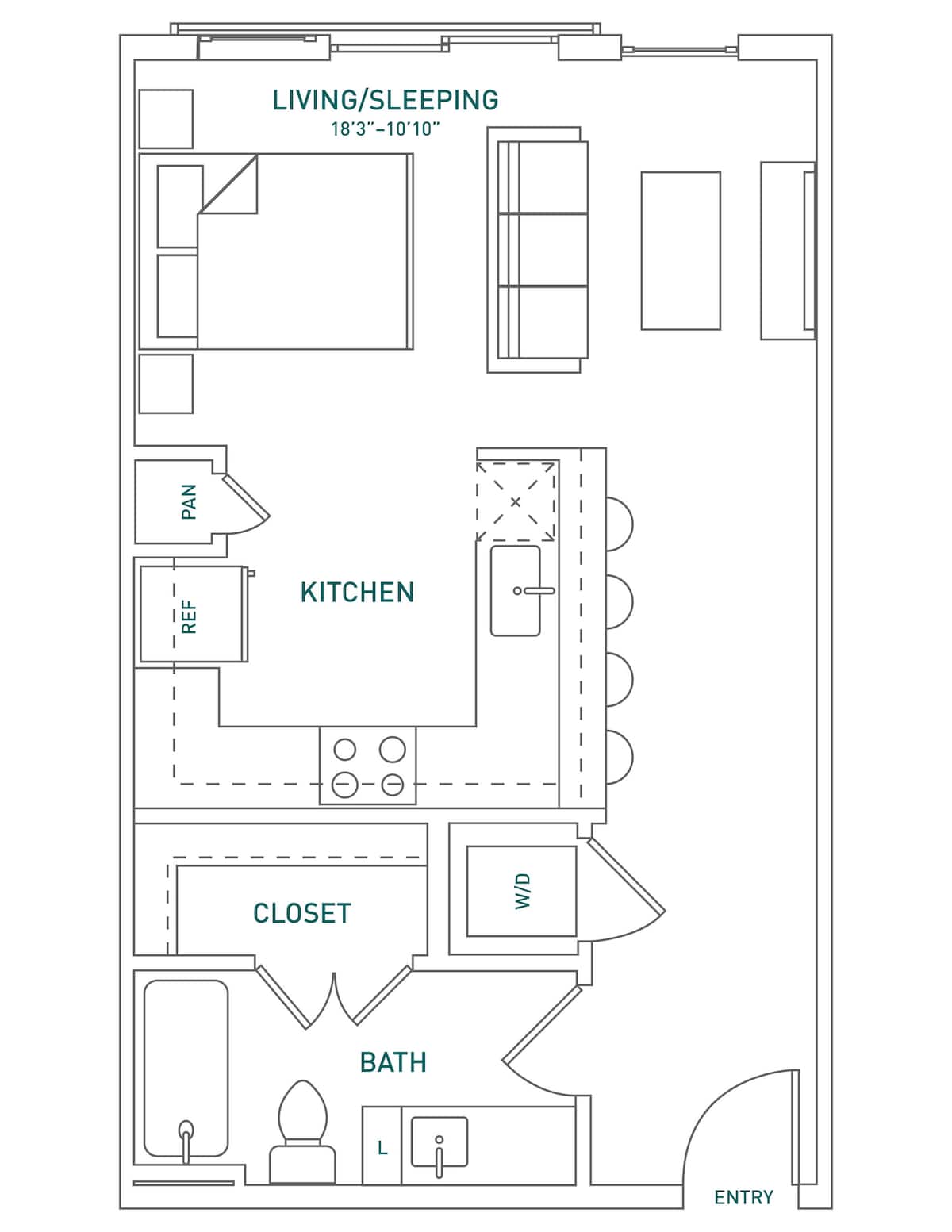 Floorplan diagram for S4-1, showing Studio