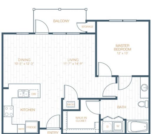 Floorplan diagram for A2, showing 1 bedroom