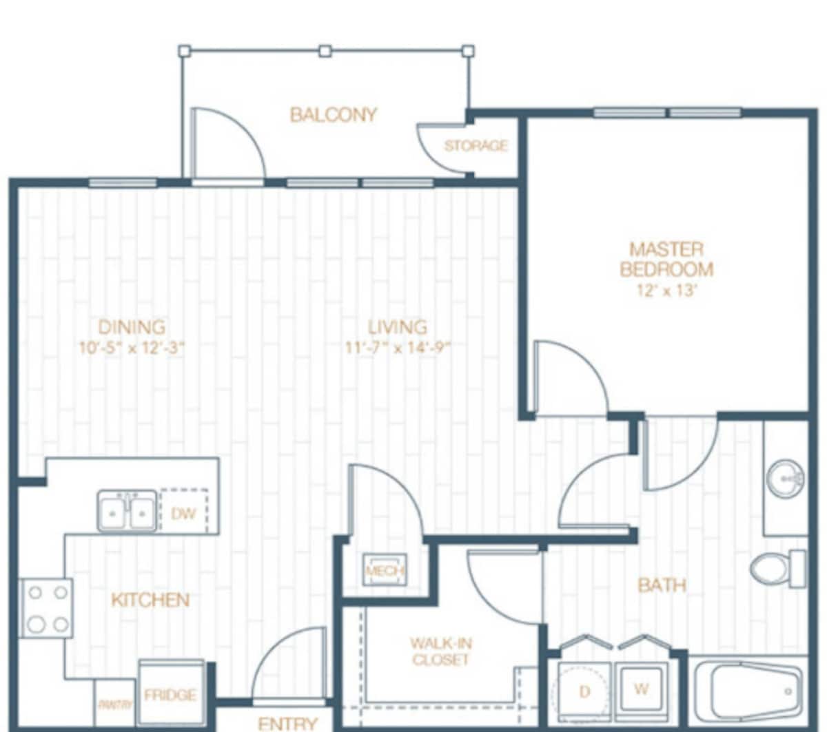 Floorplan diagram for A2, showing 1 bedroom