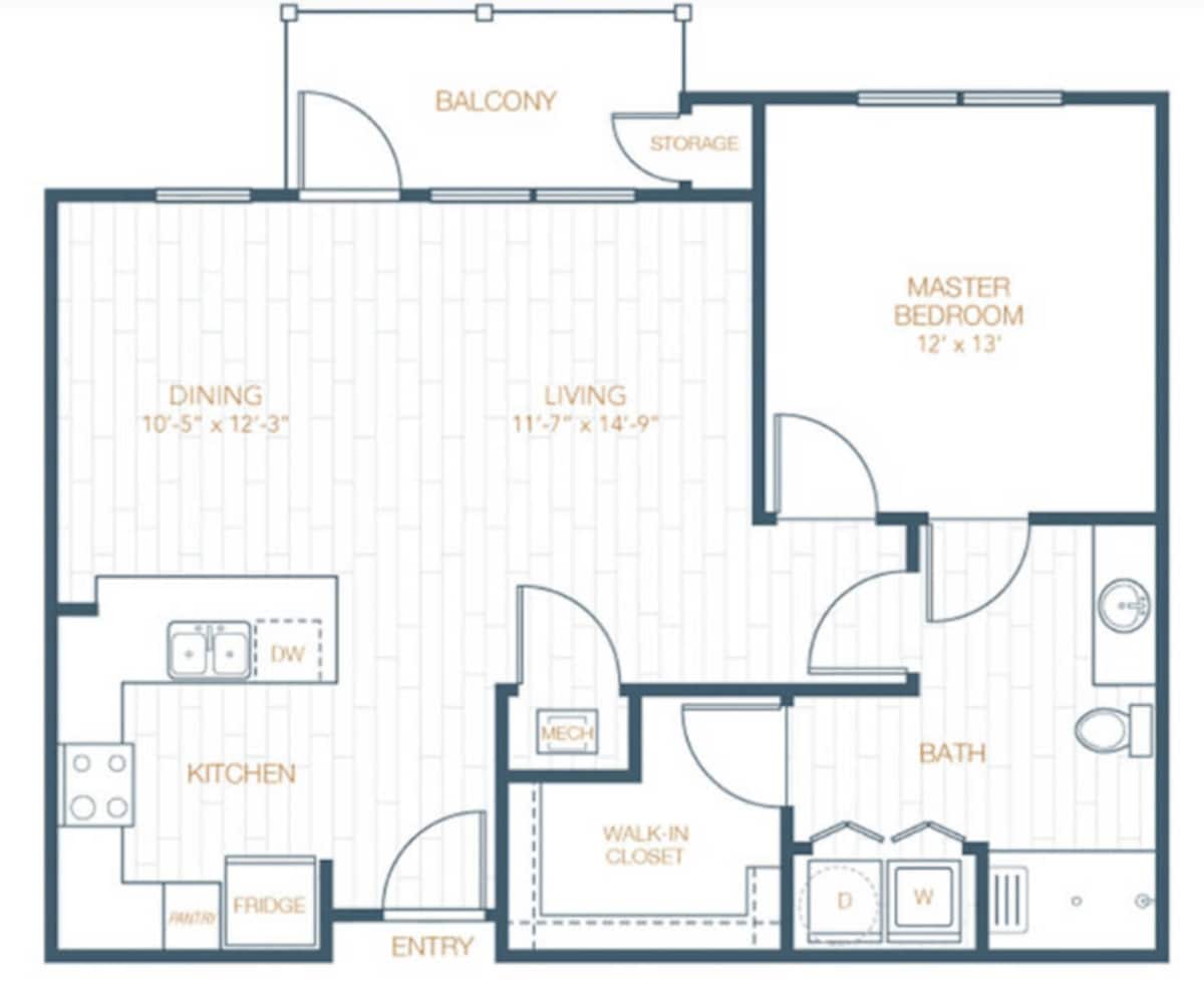 Floorplan diagram for A2 ANSI, showing 1 bedroom