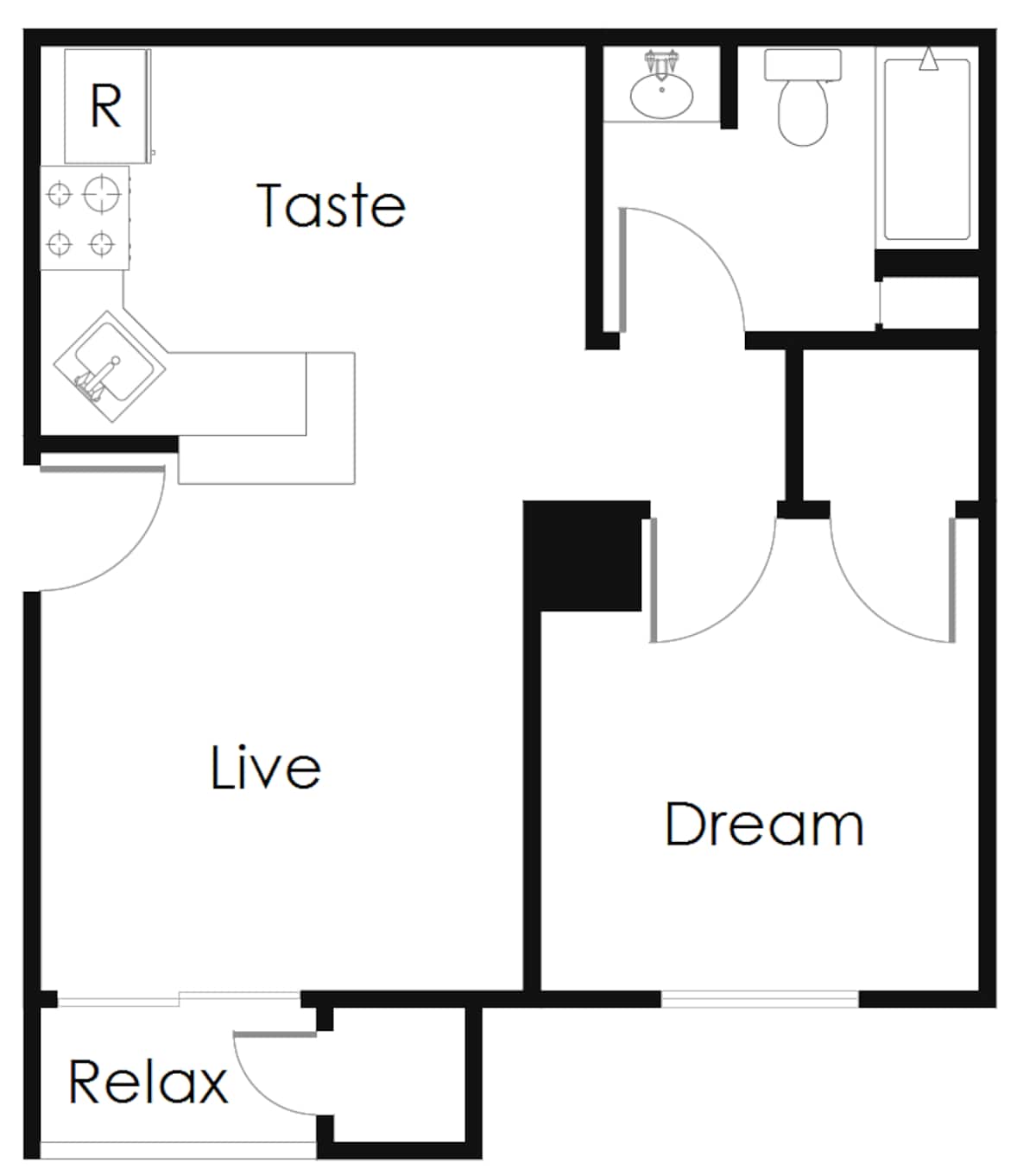 Floorplan diagram for A2, showing 1 bedroom