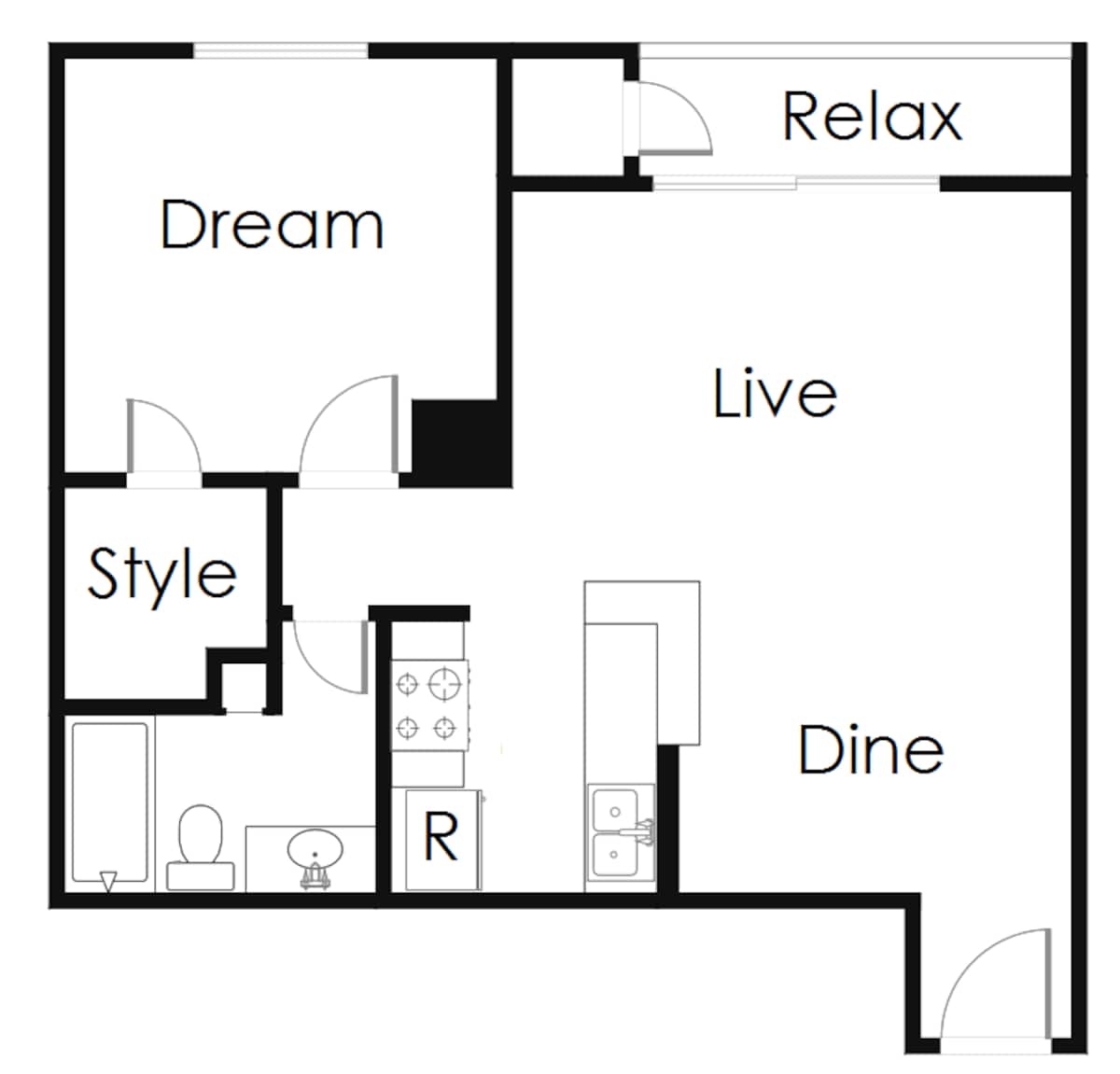 Floorplan diagram for A3, showing 1 bedroom
